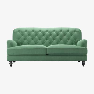Sofa.com Snowdrop Button Back 3 Seat Sofa in Celadon Easy Cotton
