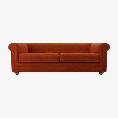 Sofa.com Patrick Unbuttoned 3 Seat Sofa in Brick Aquaclean Clever Velvet