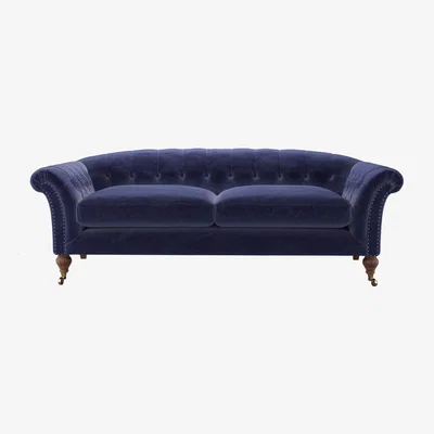 Sofa.com Perfectly Pristine Humphrey 2.5 Seat Sofa in Prussian Blue Cotton Matt Velvet - sofa.com
