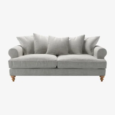 Sofa.com Teddy 3 Seat Sofa in Fog Aquaclean Clever Chenille