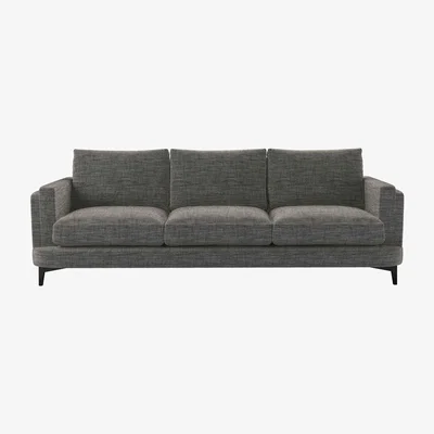 Sofa.com Boston Squared Arm 4 Seat Sofa in Liquorice Baylee Multi-Tone Viscose Linen