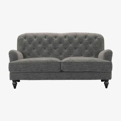 Sofa.com Snowdrop Button Back 2.5 Seat Sofa (breaks down) in Liquorice Baylee Multi-Tone Viscose Linen