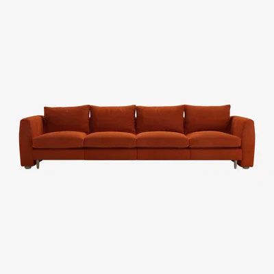 Sofa.com Tiffany Slim 4 Seat Sofa in Brick Aquaclean Clever Velvet