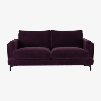 Sofa.com Boston Squared Arm 2.5 Seat Sofa in Damson Smart Velvet