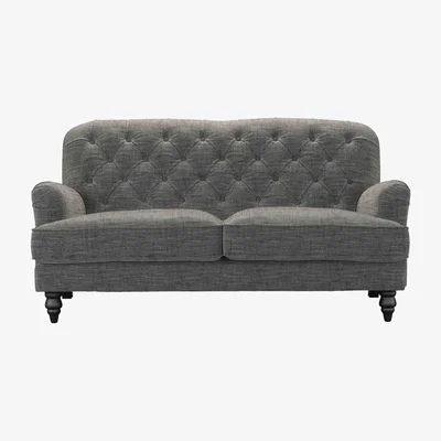 Sofa.com Snowdrop Button Back 2.5 Seat Sofa in Liquorice Baylee Multi-Tone Viscose Linen