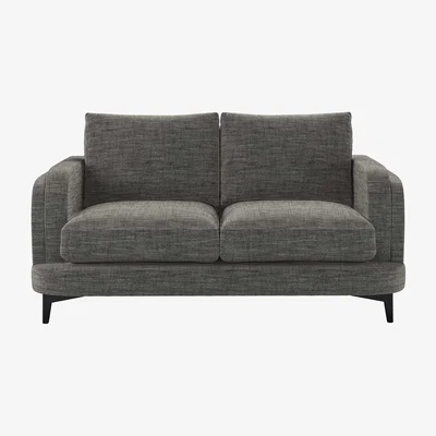 Sofa.com Boston Curved Arm 2 Seat Sofa in Liquorice Baylee Multi-Tone Viscose Linen