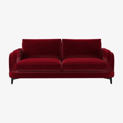 Sofa.com Boston Curved Arm 3 Seat Sofa in Malbec Cotton Matt Velvet