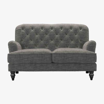 Sofa.com Snowdrop Button Back 2 Seat Sofa (breaks down) in Liquorice Baylee Multi-Tone Viscose Linen