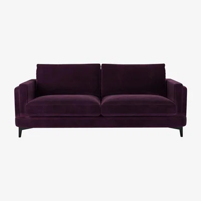 Sofa.com Boston Squared Arm 3 Seat Sofa in Damson Smart Velvet