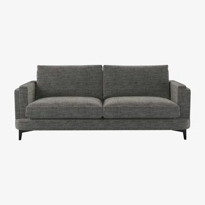 Sofa.com Boston Squared Arm 3 Seat Sofa in Liquorice Baylee Multi-Tone Viscose Linen