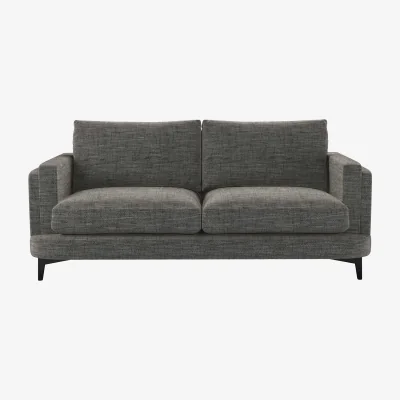 Sofa.com Boston Squared Arm 2.5 Seat Sofa in Liquorice Baylee Multi-Tone Viscose Linen