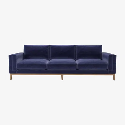 Sofa.com Costello 4 Seat Sofa in Prussian Blue Cotton Matt Velvet