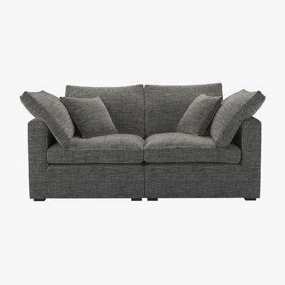 Sofa.com Long Island Slim 2 Seat Sofa in Liquorice Baylee Multi-Tone Viscose Linen