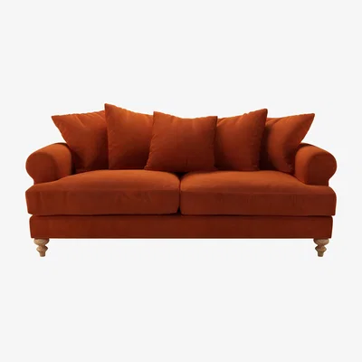 Sofa.com Teddy 3 Seat Sofa in Brick Aquaclean Clever Velvet