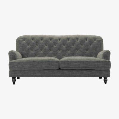 Sofa.com Snowdrop Button Back 3 Seat Sofa (breaks down) in Liquorice Baylee Multi-Tone Viscose Linen