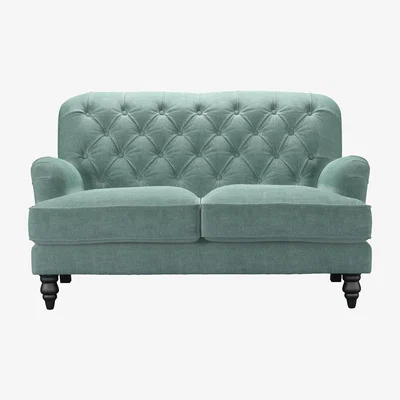 Sofa.com Snowdrop Button Back 2 Seat Sofa in Sea Spray Aquaclean Clever Chenille