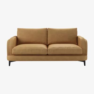 Sofa.com Boston Curved Arm 2.5 Seat Sofa in Turmeric Powdered Leather - sofa.com
