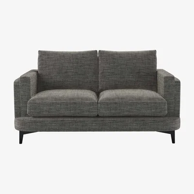 Sofa.com Boston Squared Arm 2 Seat Sofa in Liquorice Baylee Multi-Tone Viscose Linen