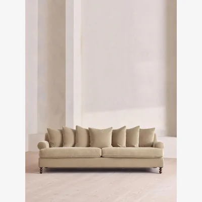 Soho Home Audrey Four Seater Sofa, Velvet, Oyster, UK