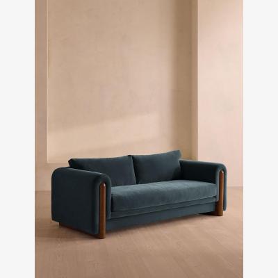 Soho Home Faarell Sofa, Velvet, Grey Blue, US