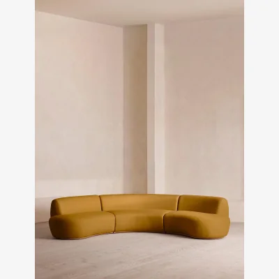 Soho Home Aline Serpentine Modular Sofa, Six Seater, Linen, Turmeric, UK
