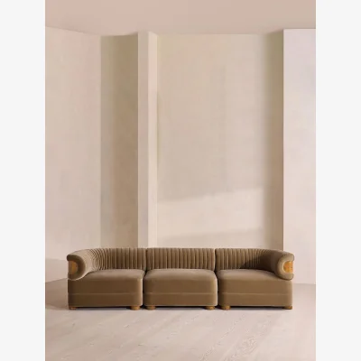 Soho Home Caleb Modular Sofa, Four Seater, Velvet, Truffle, Dark Burl, UK