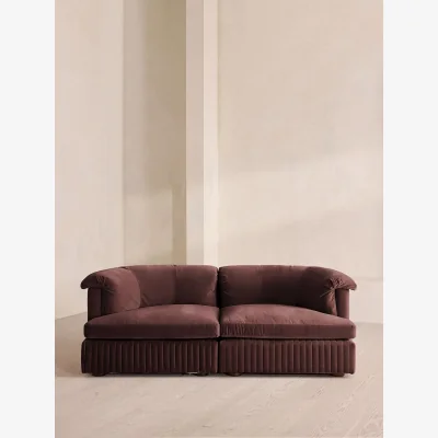 Soho Home Oona Modular Sofa, Three Seater, Velvet, Aubergine, UK