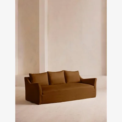 Soho Home Roma Four Seater Sofa, Linen, Terracotta, UK