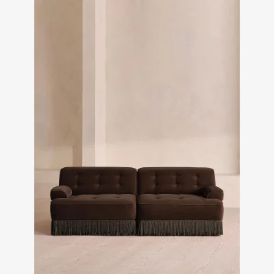 Soho Home Elowen Modular Sofa, Three Seater, Velvet, Chocolate UK