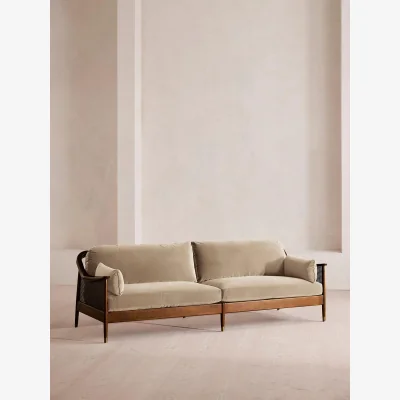 Soho Home Atlanta Four Seater Sofa, Velvet, Oyster, UK