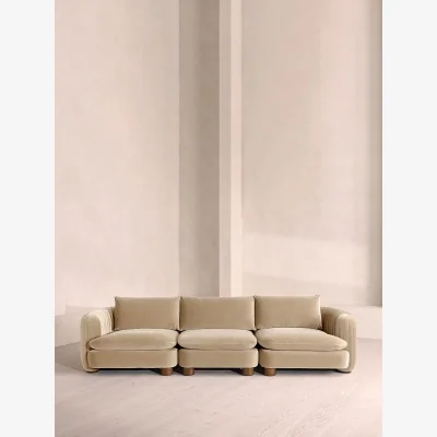 Soho Home Vivienne Modular Sofa, Four Seater, Velvet, Oyster, UK