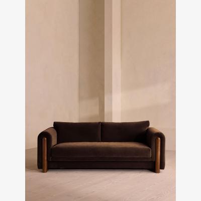 Soho Home Faarell Three Seater Sofa, Velvet, Chocolate