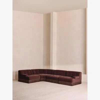 Soho Home Elowen Modular Sofa, L-Shape Sofa, Velvet, Aubergine, UK