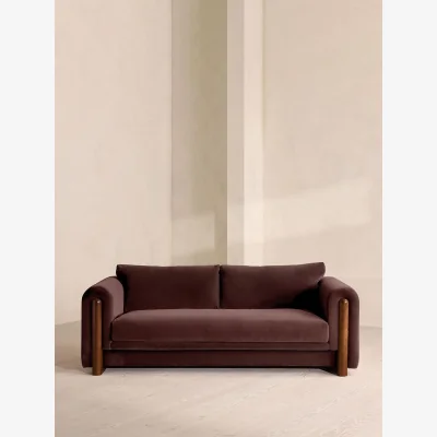 Soho Home Farrell Three Seater Sofa, Velvet, Aubergine, UK
