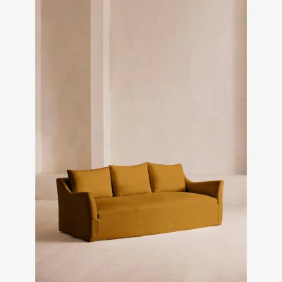 Soho Home Roma Three Seater Sofa, Linen, Turmeric, UK