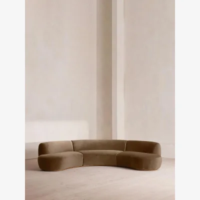Soho Home Aline Serpentine Modular Sofa, Six Seater, Velvet, Truffle, UK