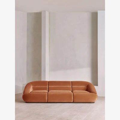 Soho Home Edison Modular Sofa, Four Seater, Velvet, Antique Rose UK