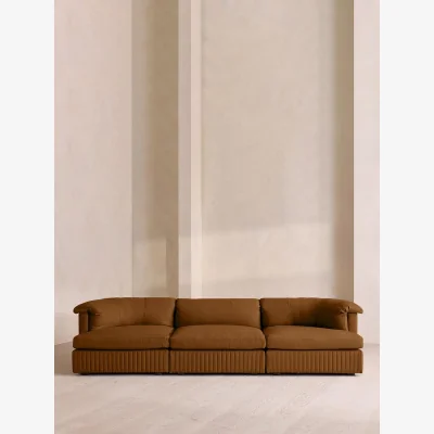 Soho Home Oona Deep Sit Modular Sofa, Four Seater, Linen, Terracotta, UK