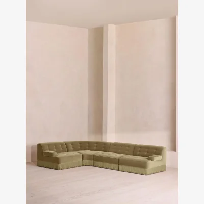 Soho Home Elowen Modular Sofa, L-Shape Sofa, Velvet, Lichen UK