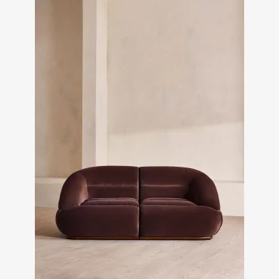 Soho Home Edison Modular Sofa, Three Seater, Velvet, Aubergine UK