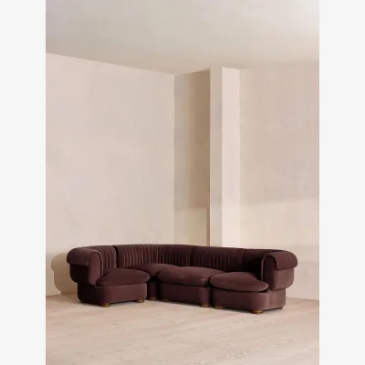 Soho Home Rava Modular Sofa, L-Shape Sofa, Velvet, Aubergine, UK