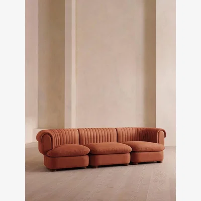 Soho Home Rava Modular Sofa, Four Seater, Linen, Antique Rose
