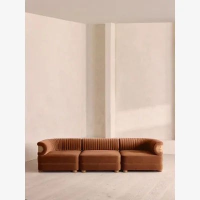 Soho Home Caleb Modular Sofa, Four Seater, Velvet, Cinnamon, Blonde Burl, UK