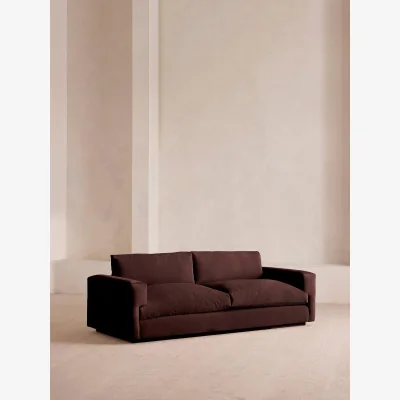 Soho Home Mossley Three Seater Sofa, Velvet, Aubergine, UK
