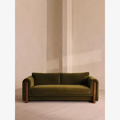 Soho Home Faarell Three Seater Sofa, Velvet, Olive