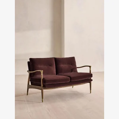 Soho Home Theodore Two Seater Sofa, Velvet, Aubergine, UK