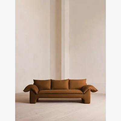 Soho Home Wyatt Three Seater Sofa, Linen, Terracotta, UK