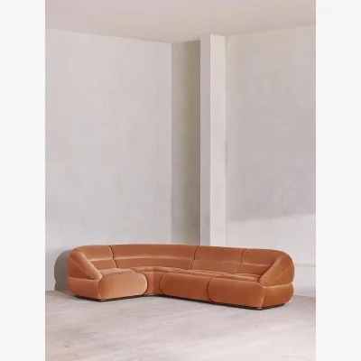 Soho Home Edison Modular Sofa, L-Shape Sofa, Velvet, Antique Rose UK