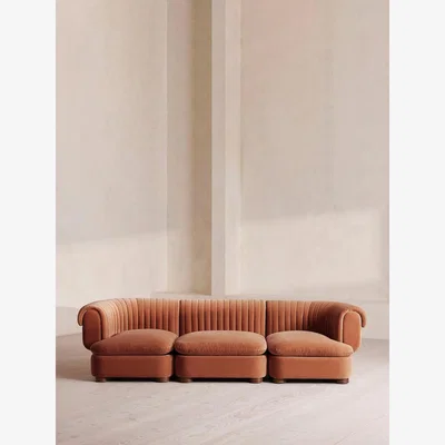 Soho Home Rava Modular Sofa, Four Seater, Velvet, Antique Rose