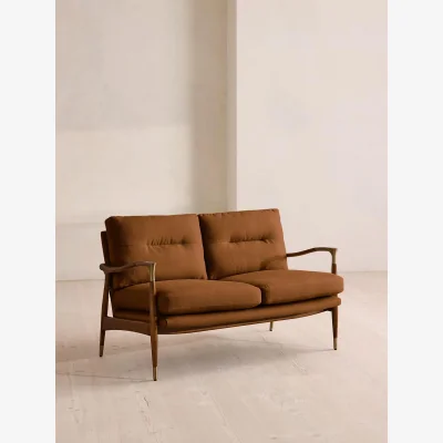 Soho Home Theodore Two Seater Sofa, Linen, Terracotta, UK